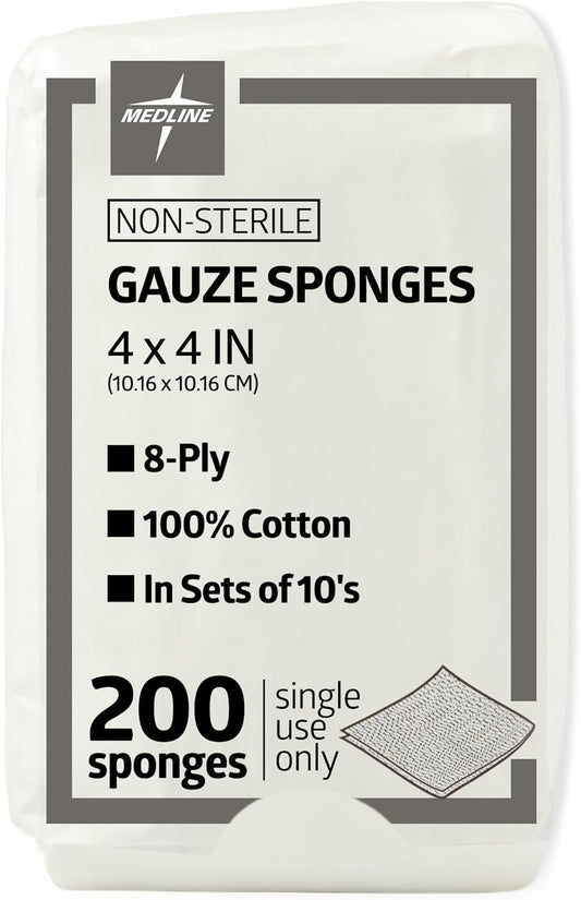 MEDLINE 4x4 Inch Gauze (200 CT)